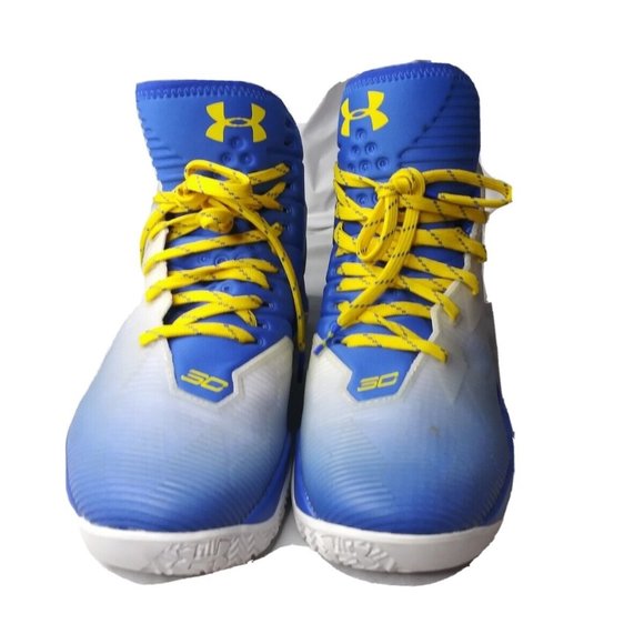 Under Armour Curry 2.5 Men's Size 8.5 Shoes Blue White Yellow OG Steph - Picture 3 of 7